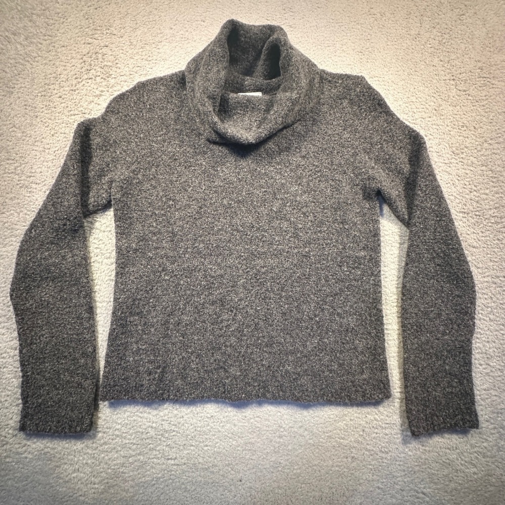 Vintage Y2K Laura Ashley Gray Merino Wool Blend‎ Turtleneck Sweater Womens Small